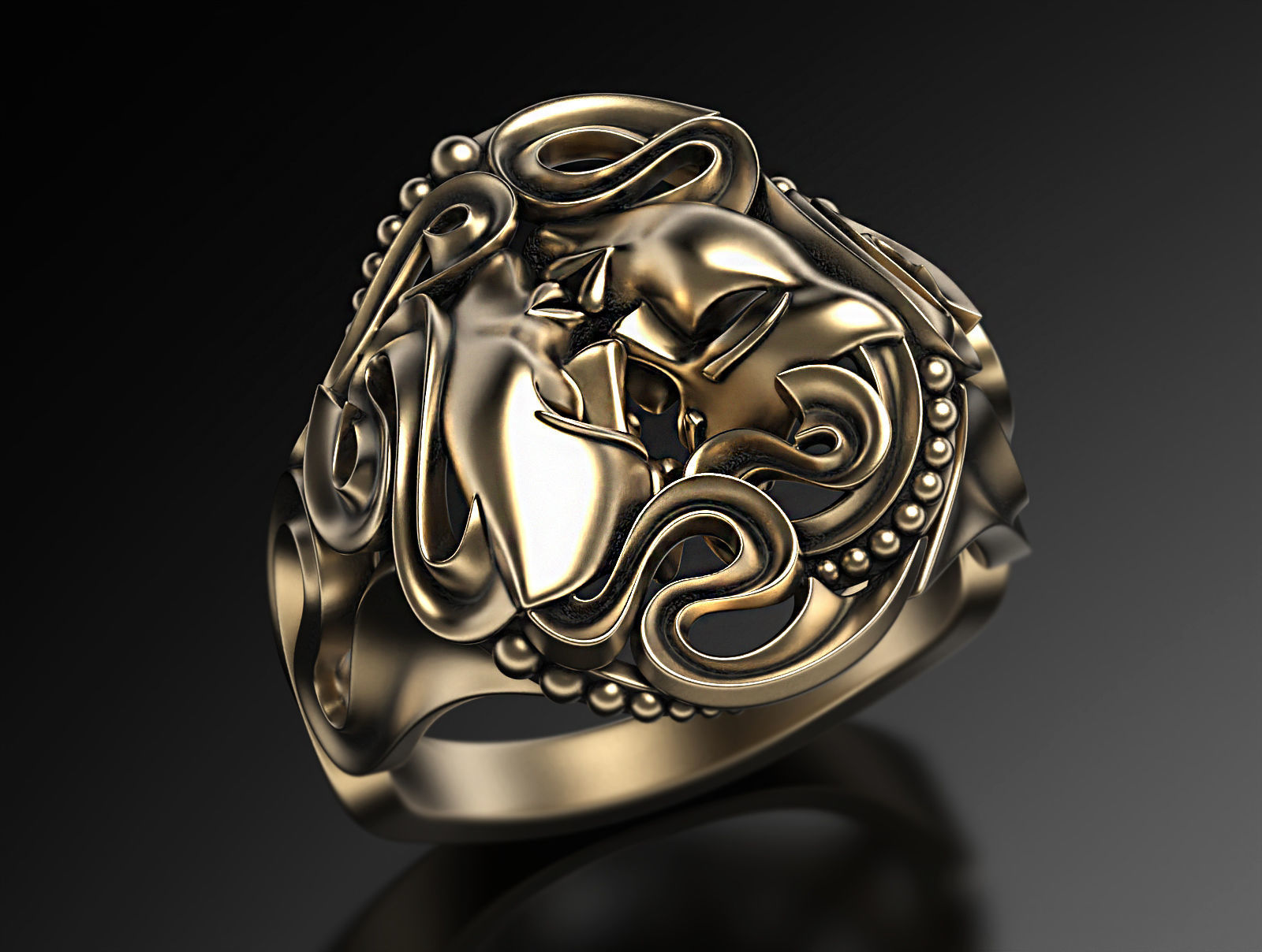 Drama masks ring  3D print model_3