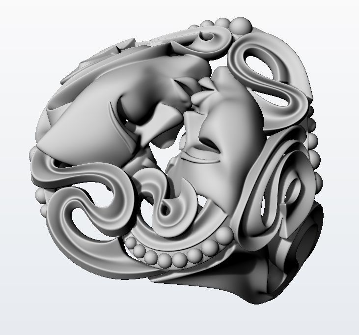 Drama masks ring  3D print model_12