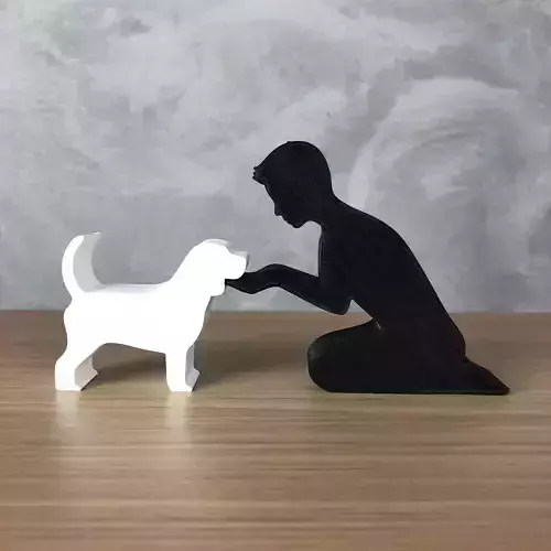 Boy and his Beagle for 3D printer or laser cut