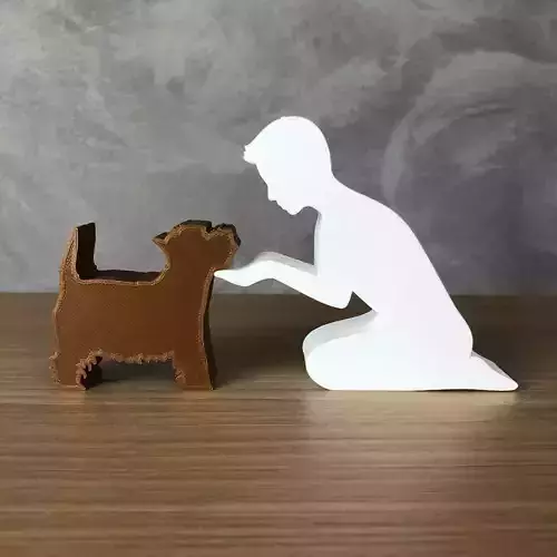 Boy and his Yorkshire for 3D printer or laser cut