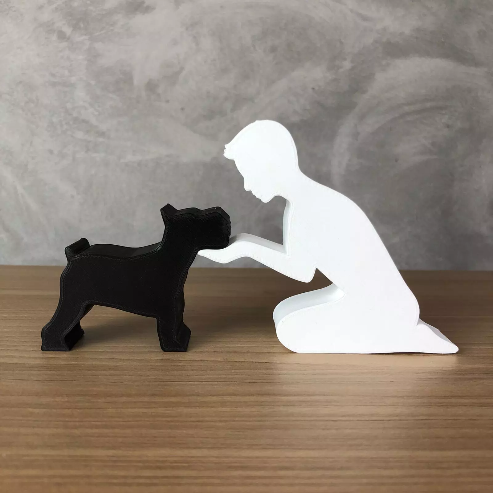 Boy and his Schnauzer for 3D printer or laser cut 3D print model