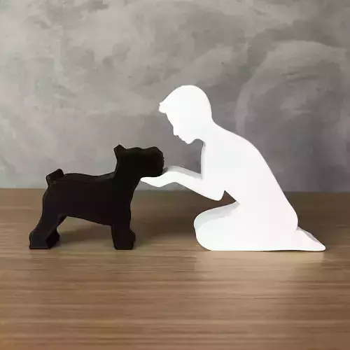 Boy and his Schnauzer for 3D printer or laser cut