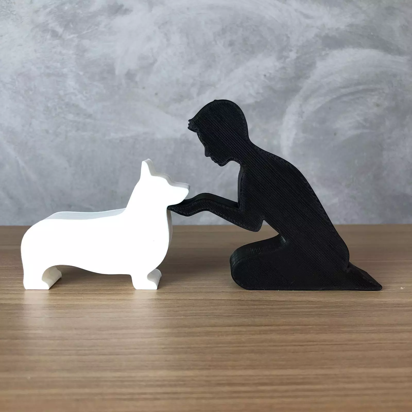 Boy and his Corgi for 3D printer or laser cut 3D print model