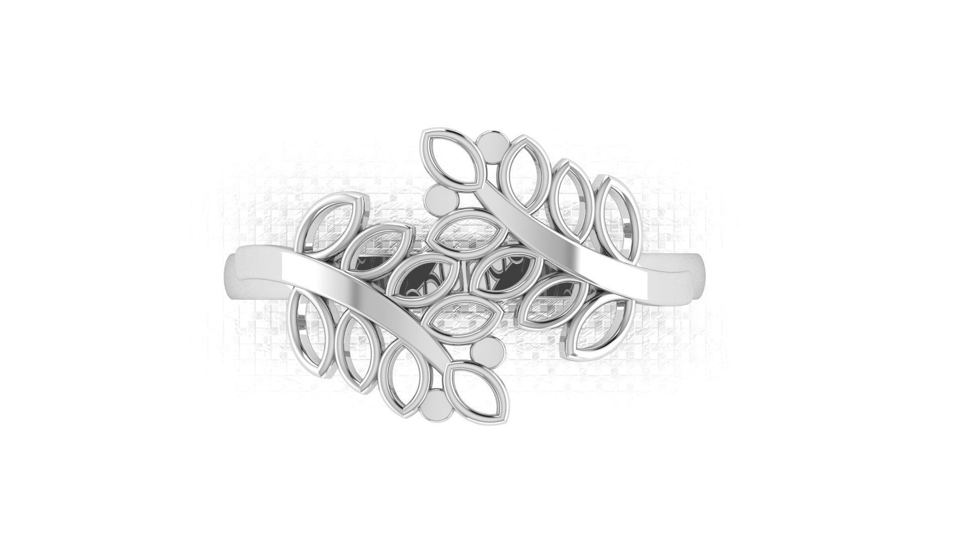 Silver leaf ring for 3d printing 3D print model_3
