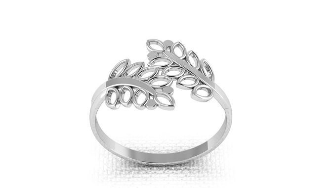 Silver leaf ring for 3d printing 3D print model