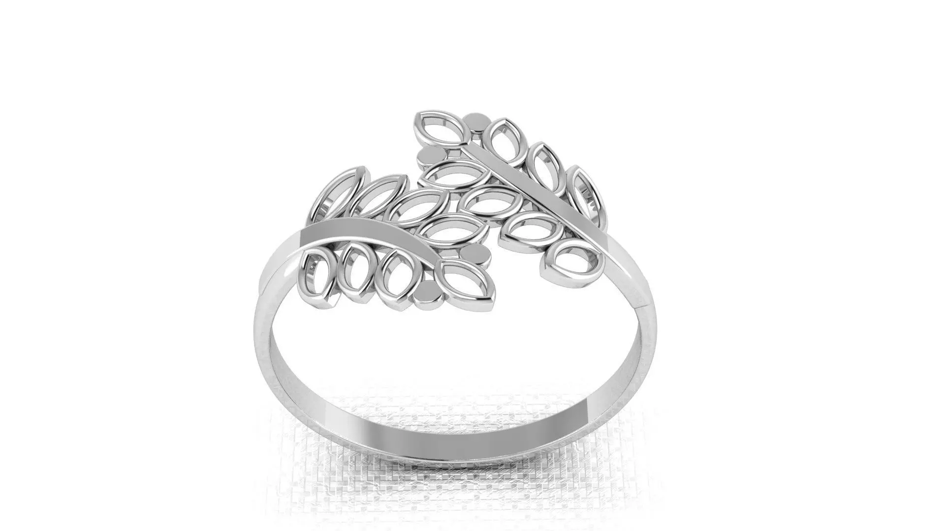 Silver leaf ring for 3d printing 3D print model_0