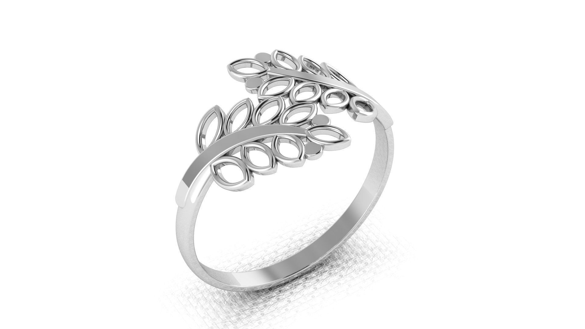 Silver leaf ring for 3d printing 3D print model_1
