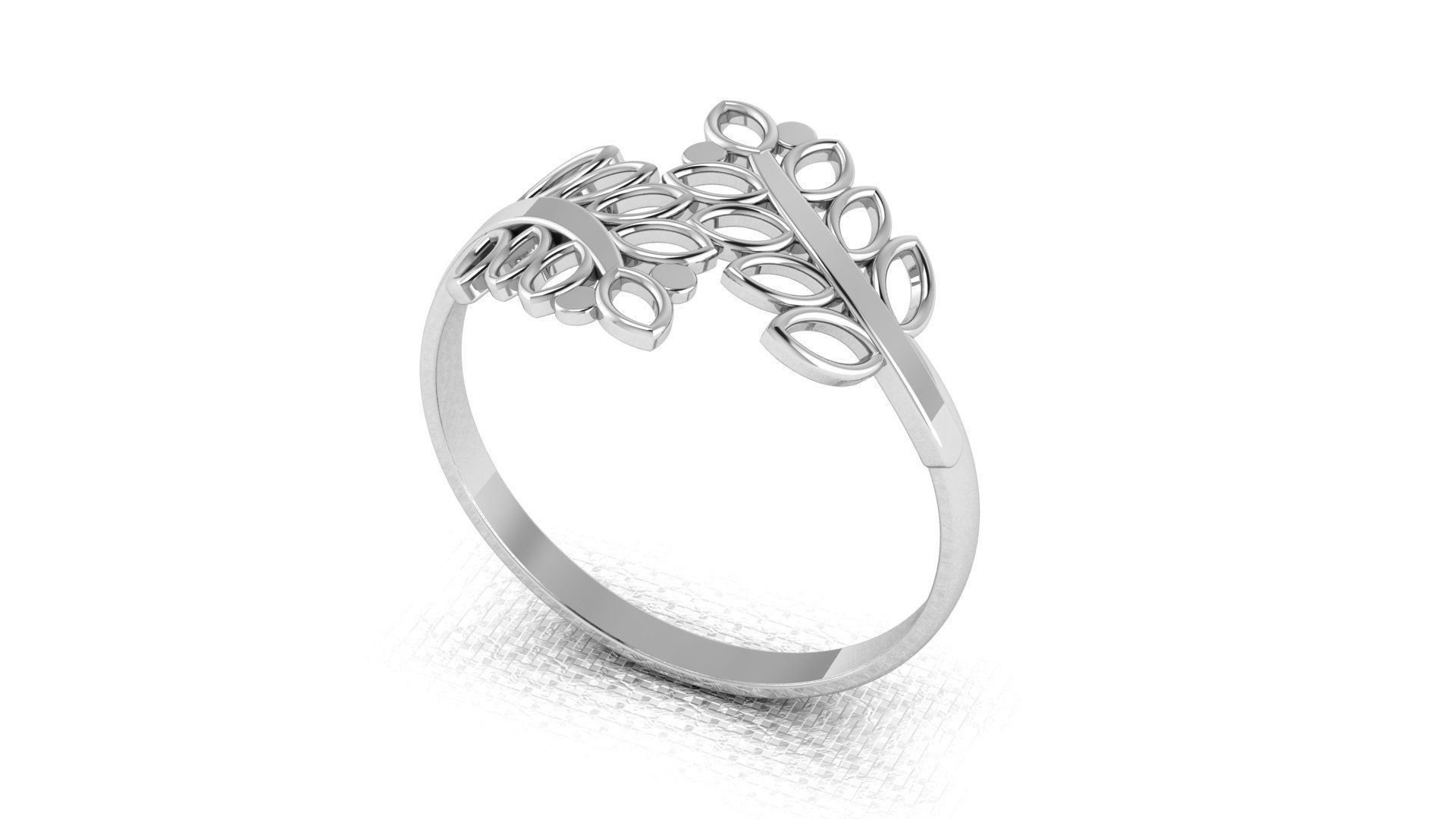 Silver leaf ring for 3d printing 3D print model_2