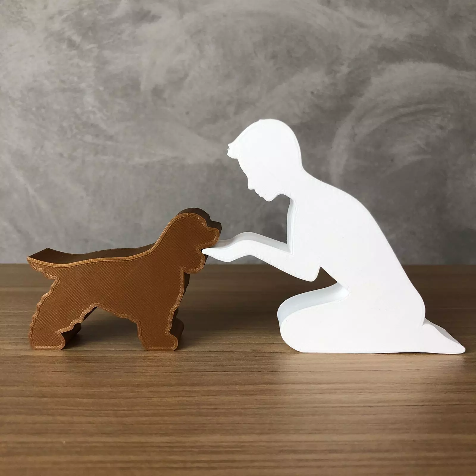 Boy and his Cocker Spaniel for 3D printer or laser cut 3D print model