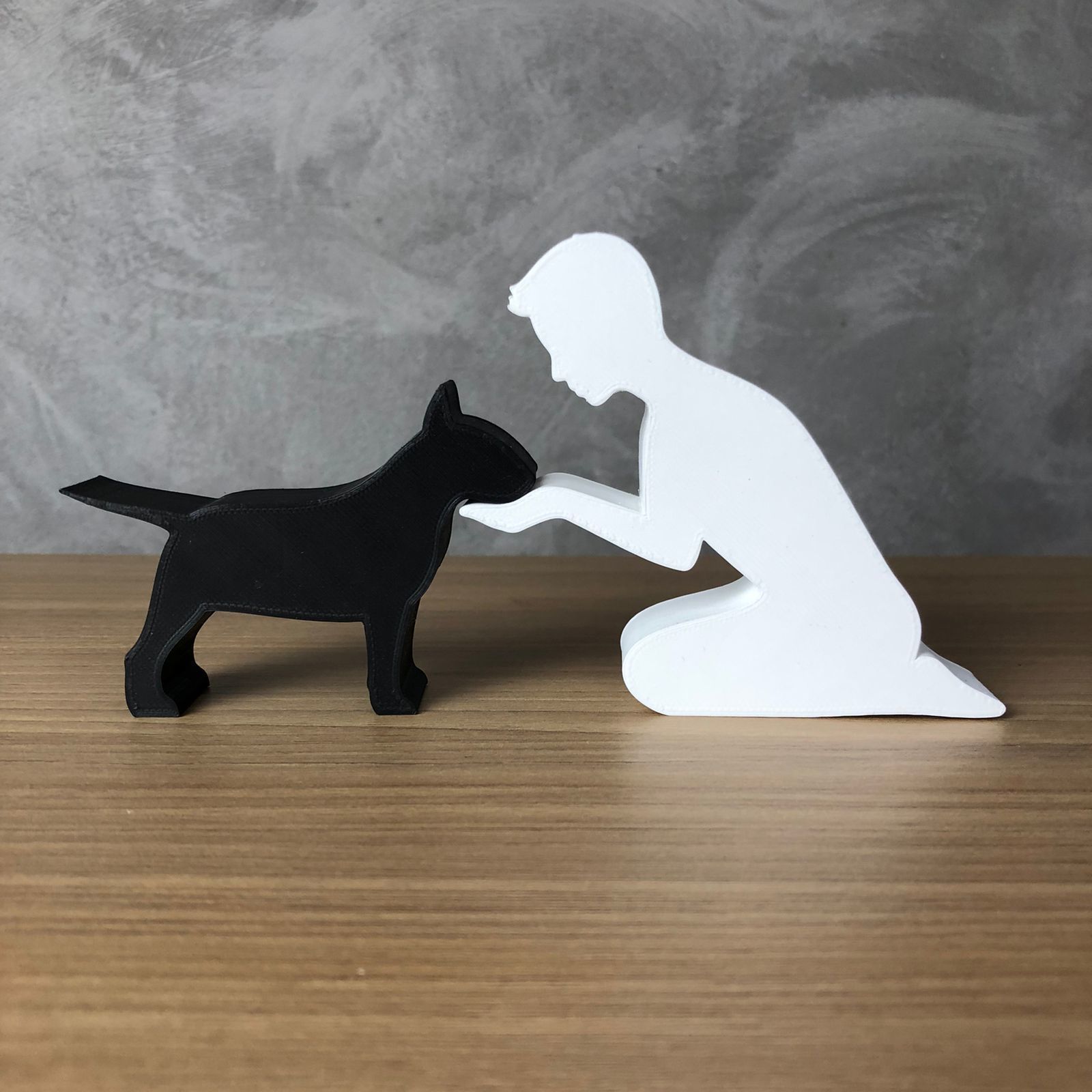 Boy and his Bull Terrier for 3D printer or laser cut 3D print model_1