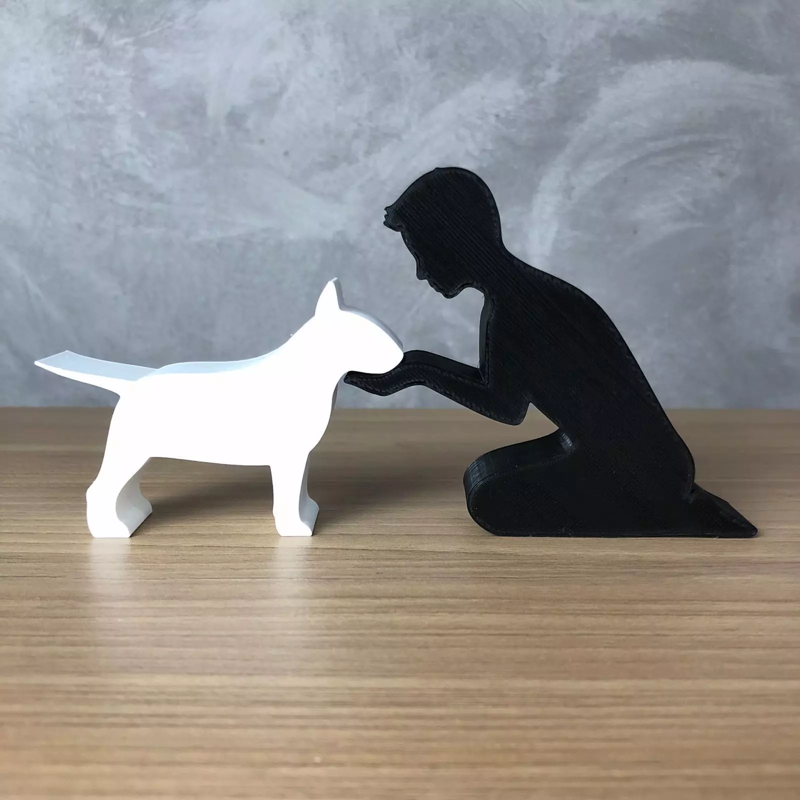 Boy and his Bull Terrier for 3D printer or laser cut 3D print model_0