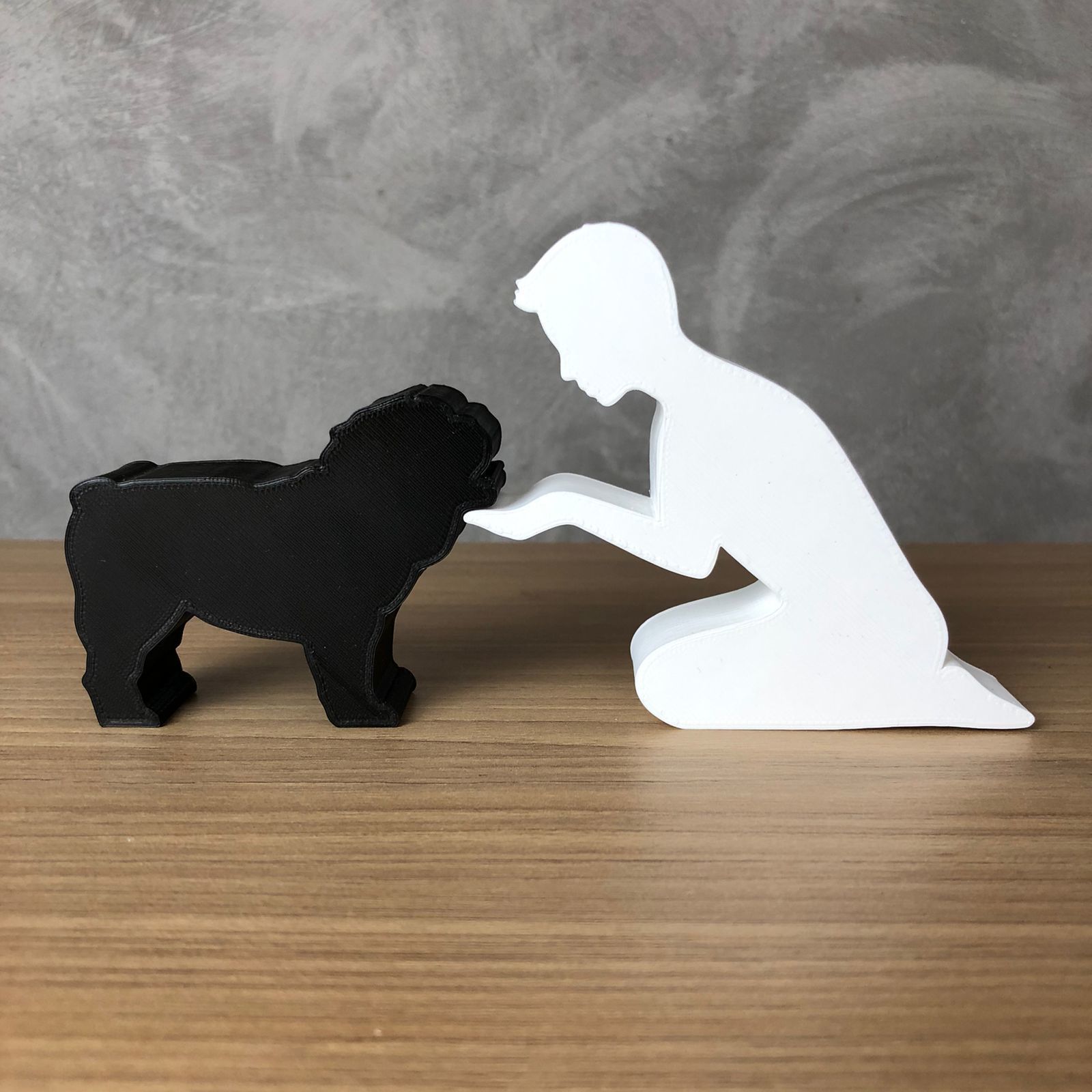 Boy and his English Bulldog for 3D printer or laser cut 3D print model_1