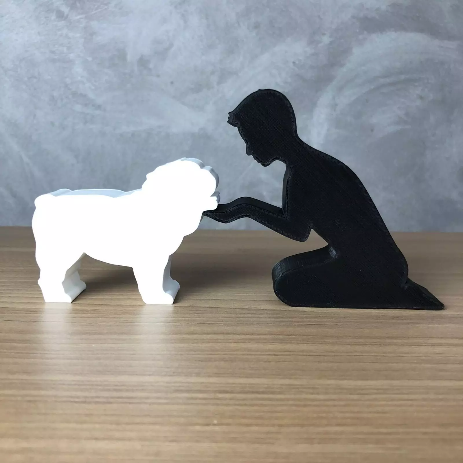 Boy and his English Bulldog for 3D printer or laser cut 3D print model_0