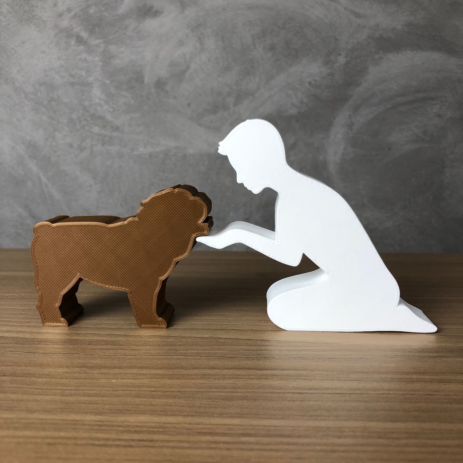 Boy and his English Bulldog for 3D printer or laser cut 3D print model_2