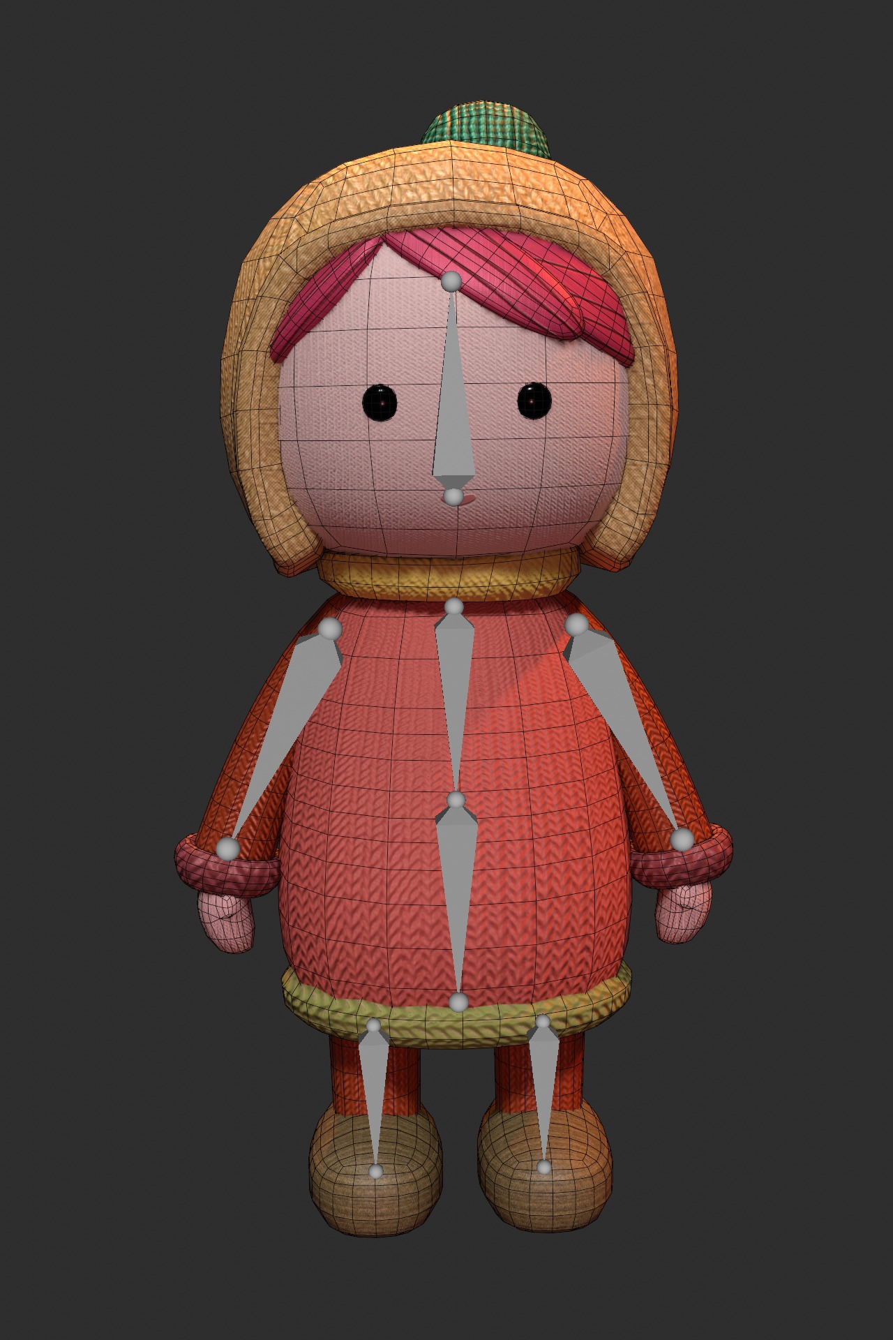 Knitted doll Low-poly 3D model_4