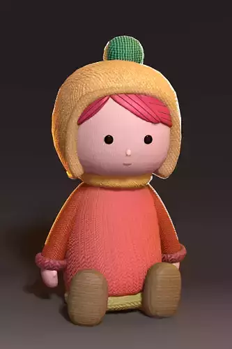 Knitted doll Low-poly 3D model
