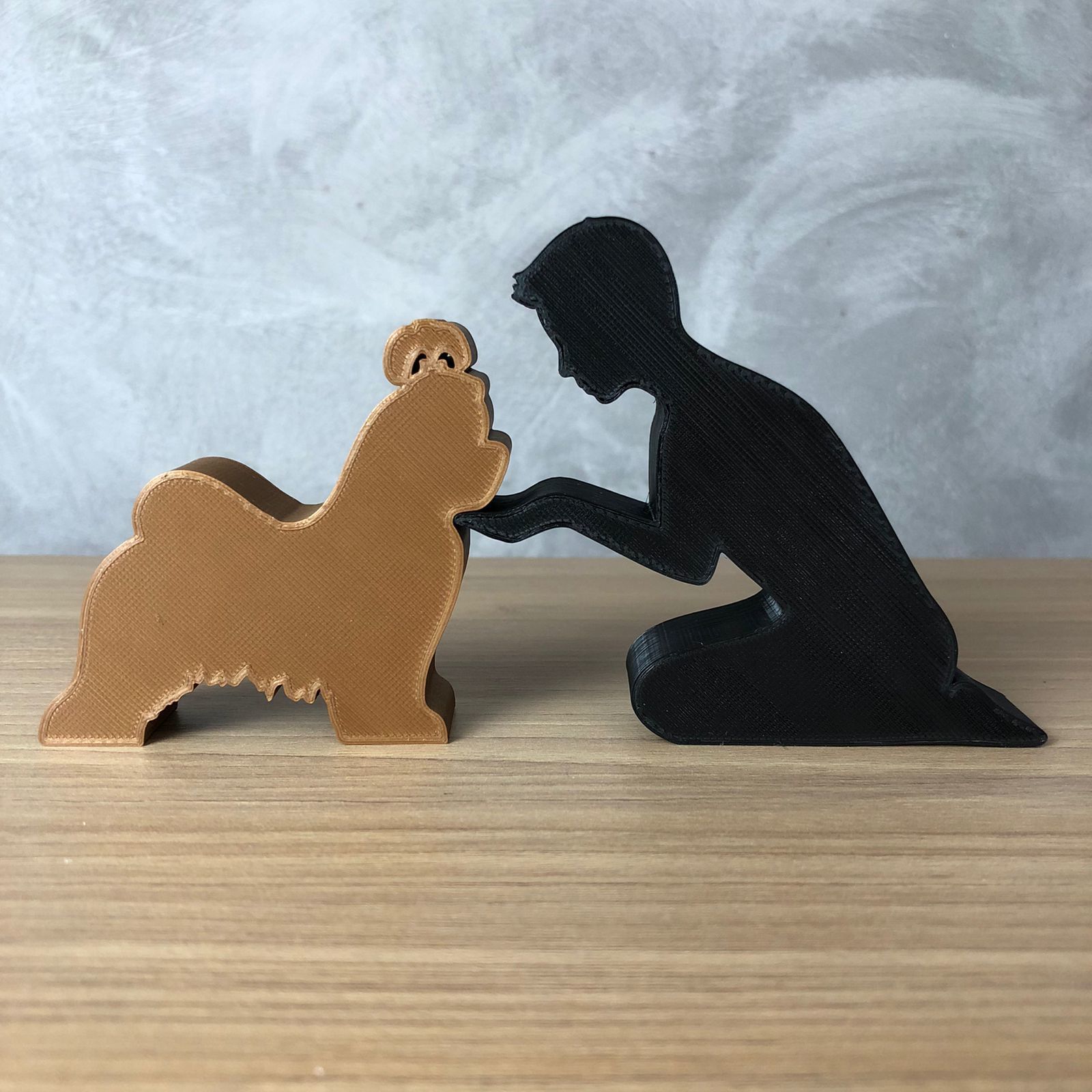 Boy and his Shih Tzu for 3D printer or laser cut 3D print model_3