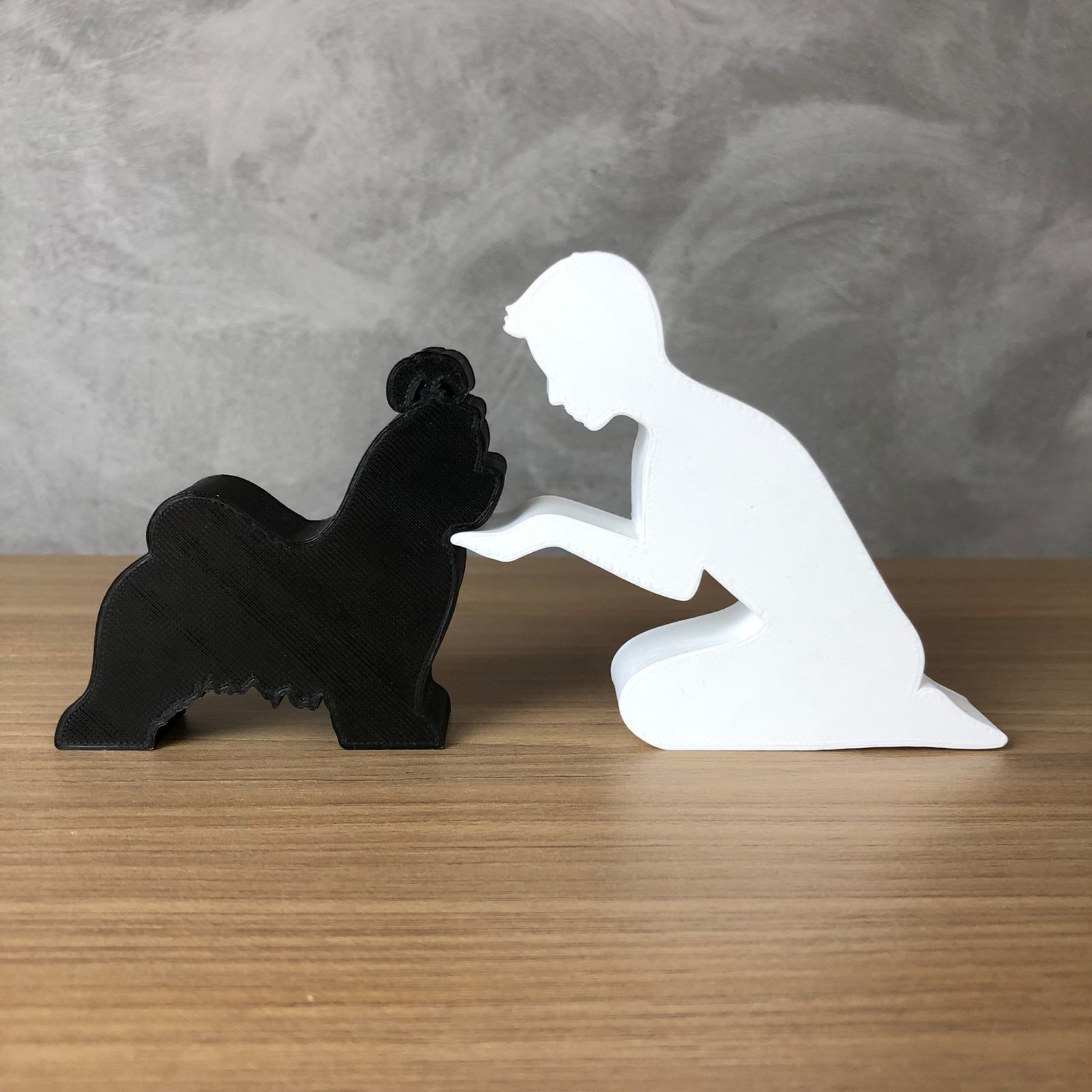 Boy and his Shih Tzu for 3D printer or laser cut 3D print model_1