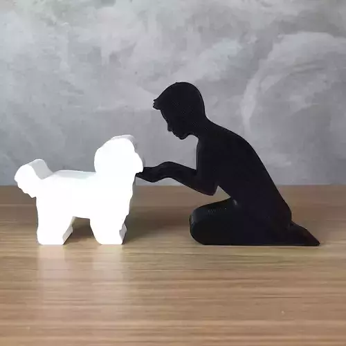 Boy and his Maltese for 3D printer or laser cut