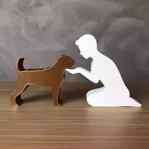 Boy and his Boxer for 3D printer or laser cut