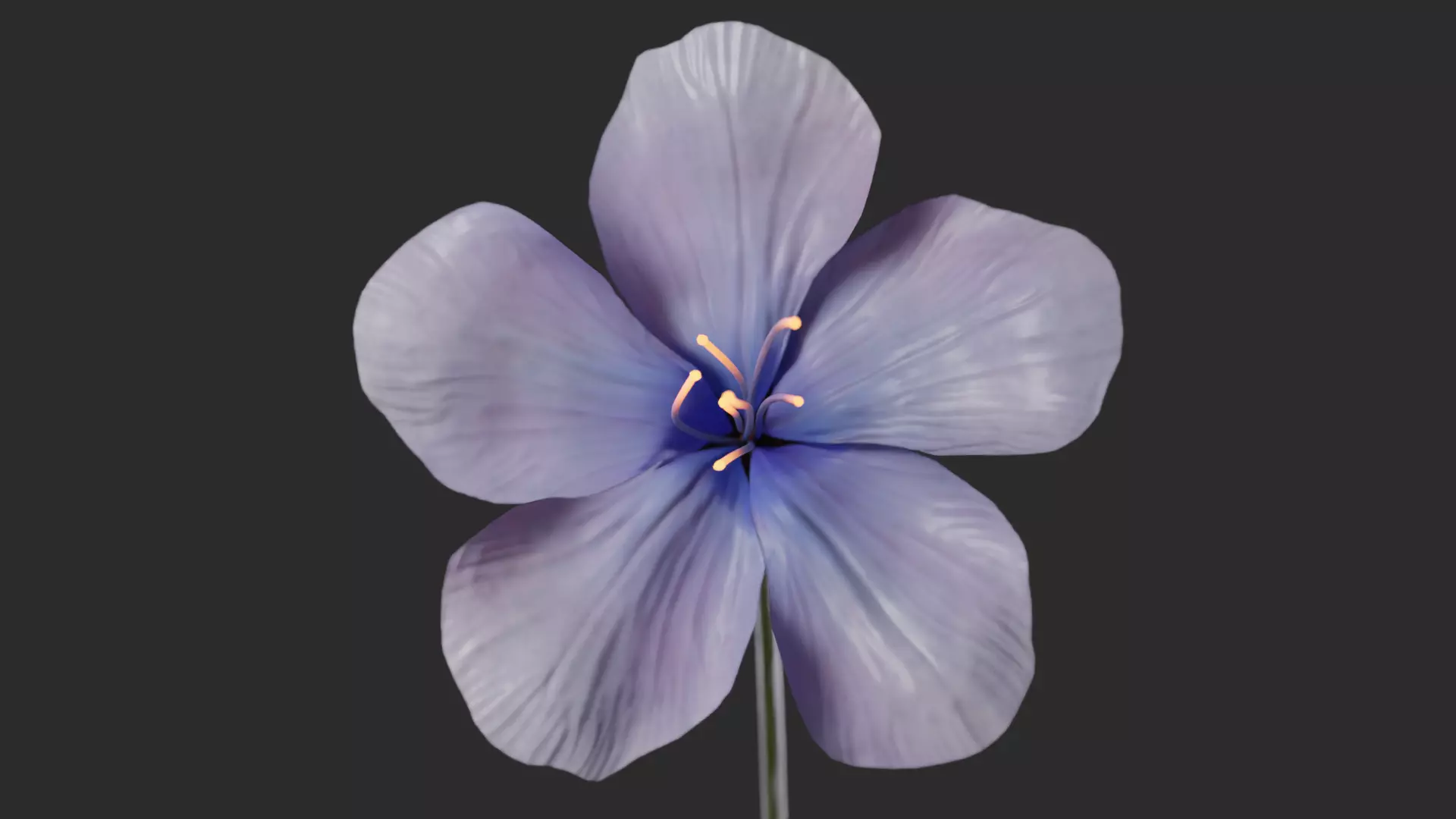 Blue Forest Flower Animated Low Poly Low-poly 3D model_0