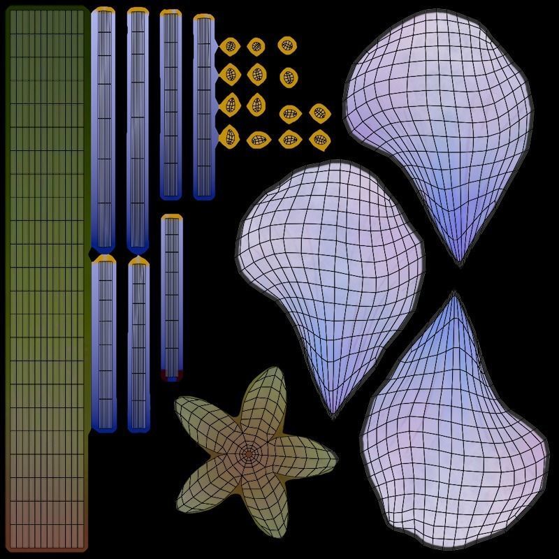 Blue Forest Flower Animated Low Poly Low-poly 3D model_12