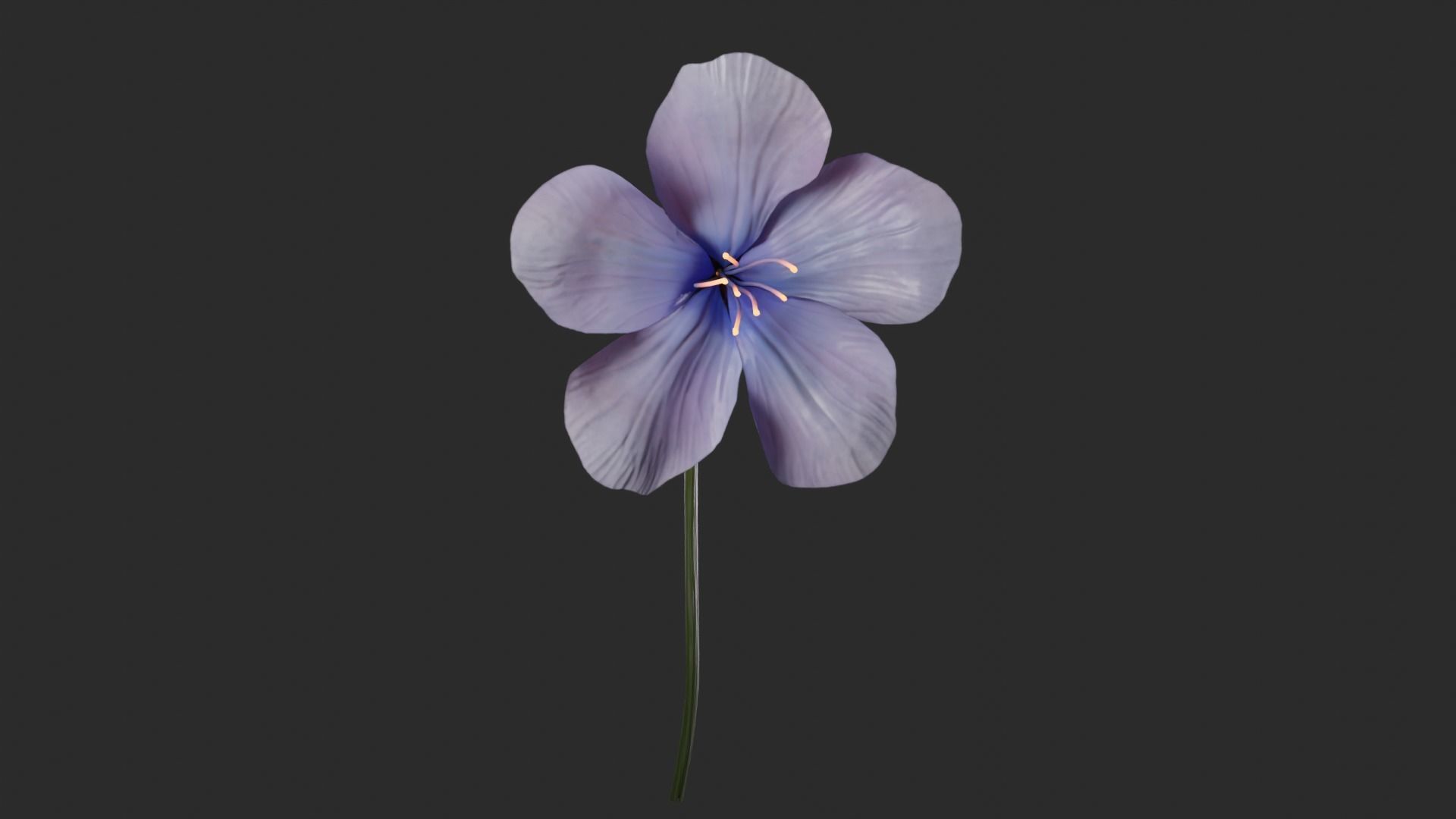 Blue Forest Flower Animated Low Poly Low-poly 3D model_4