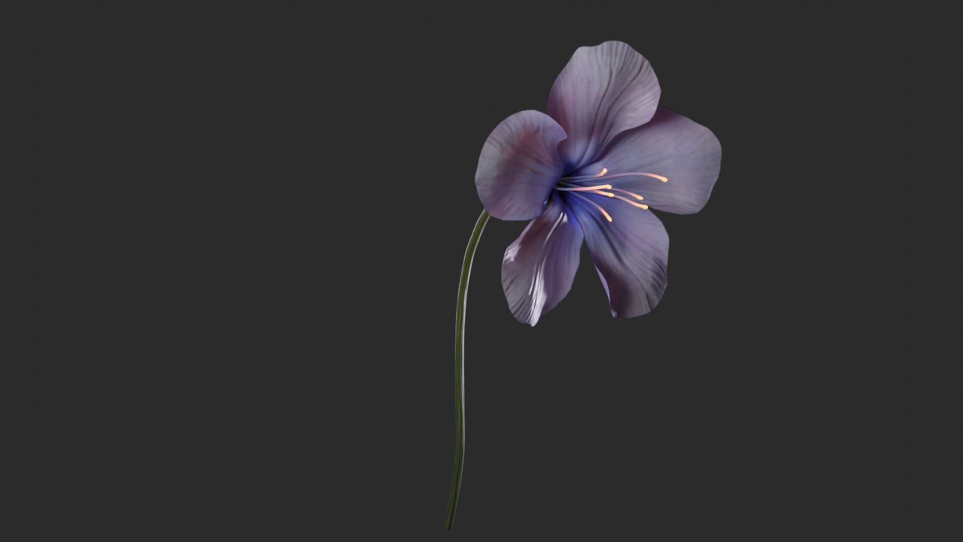 Blue Forest Flower Animated Low Poly Low-poly 3D model_5