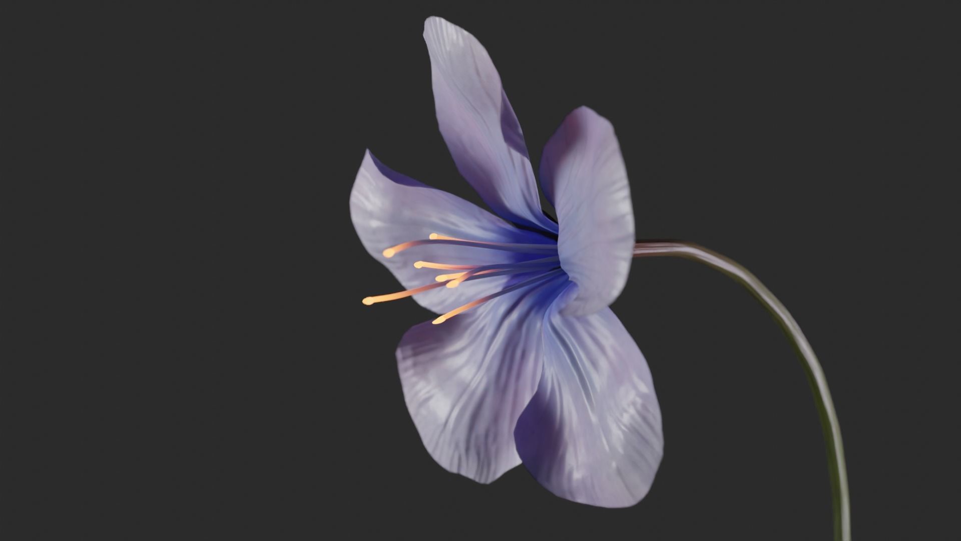 Blue Forest Flower Animated Low Poly Low-poly 3D model_15