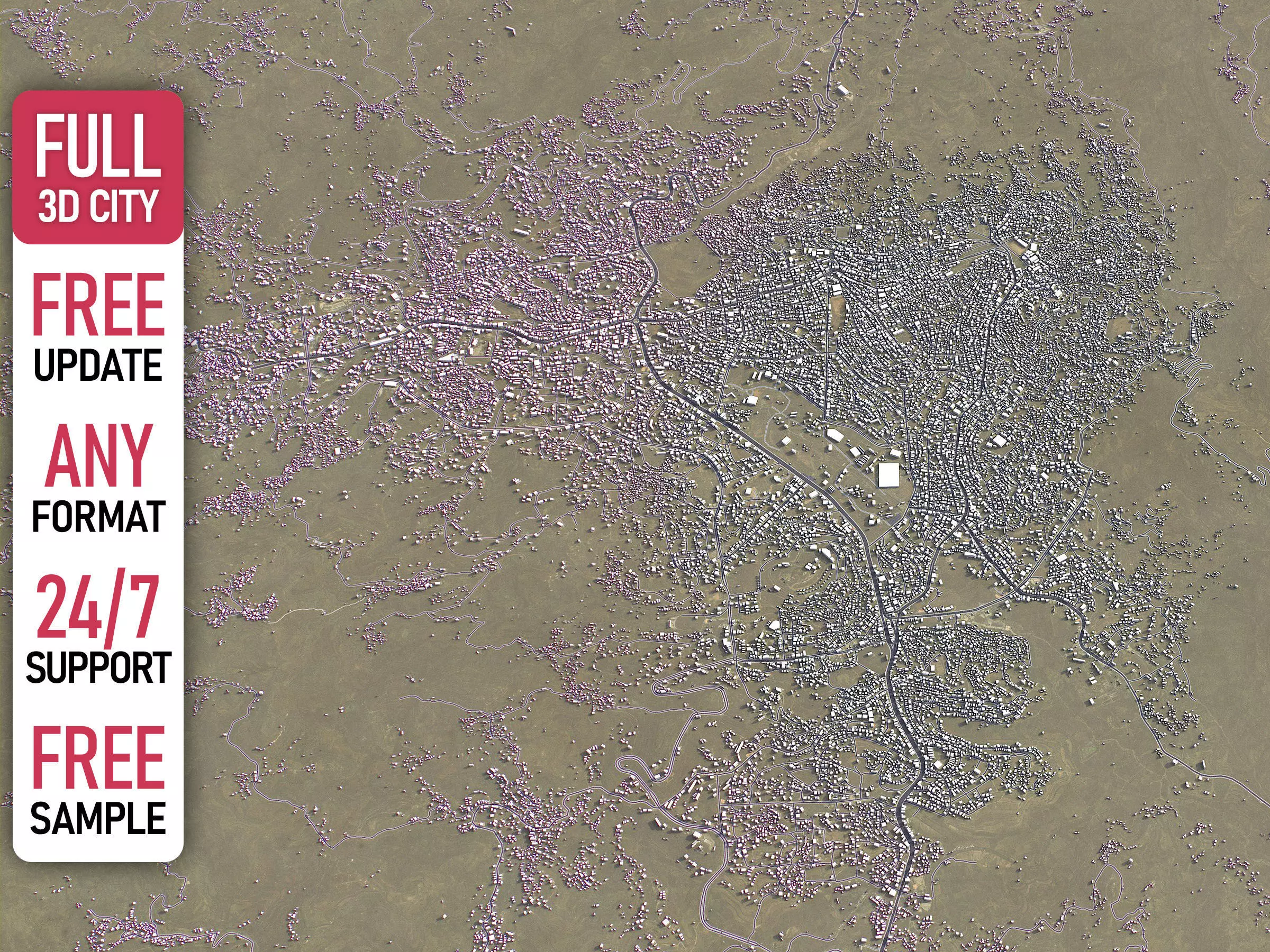 Ibb - 3D City Model Low-poly 3D model_0