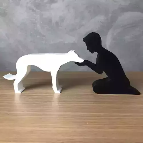 Boy and his Galgo for 3D printer or laser cut