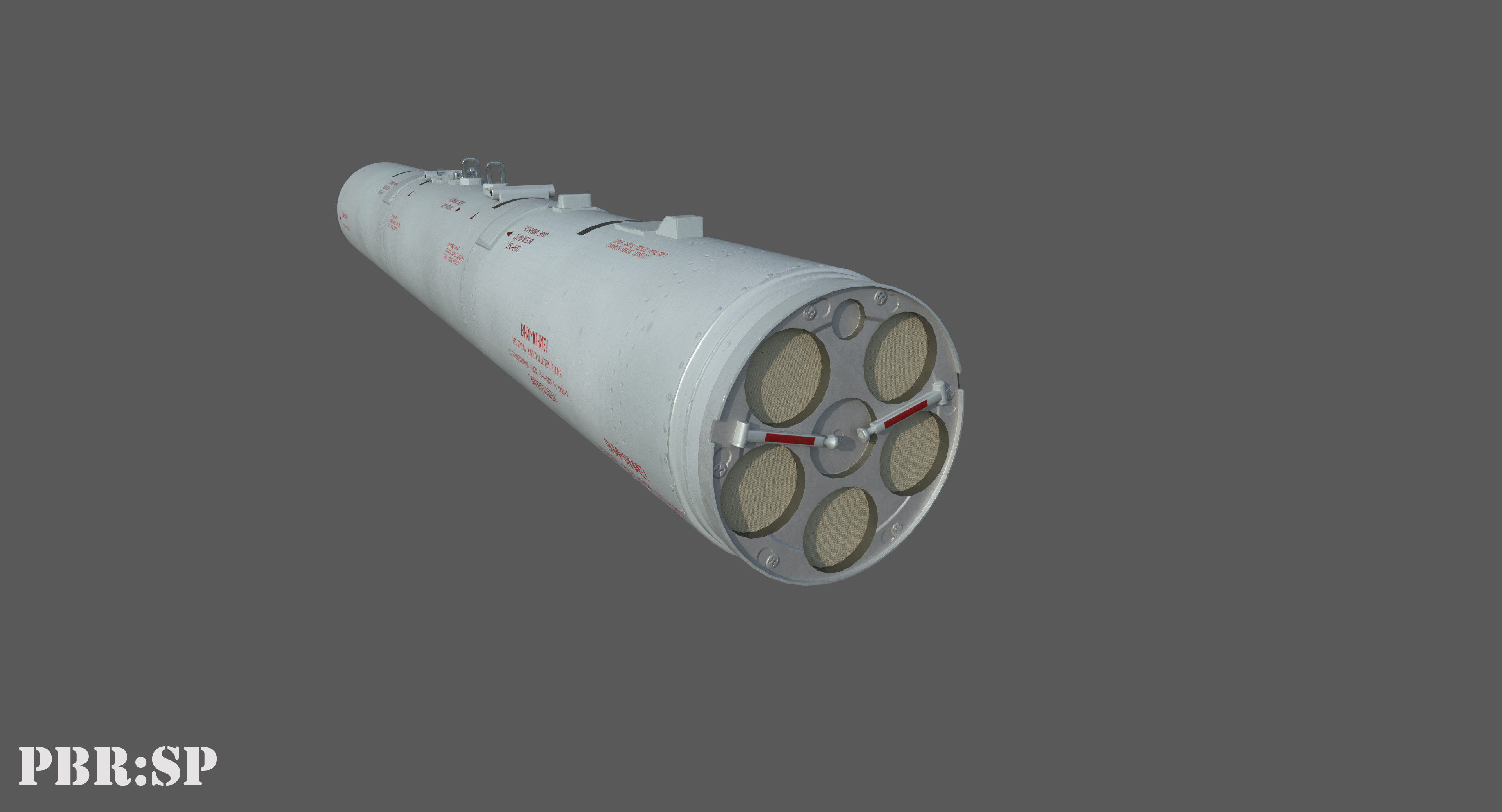 B13L Soviet Russian Aircraft 122MM Rocket Pod PBR Game Model Low-poly 3D model_11