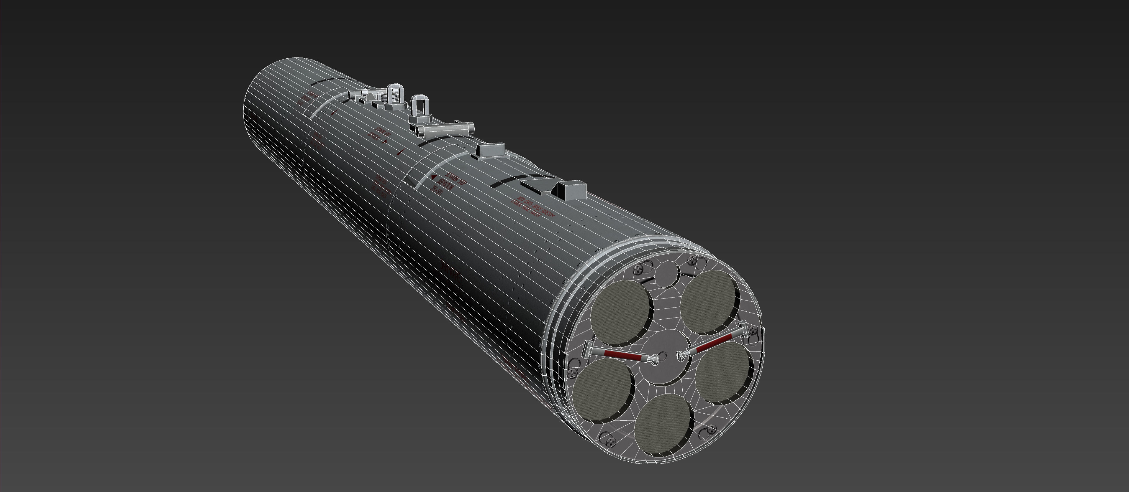 B13L Soviet Russian Aircraft 122MM Rocket Pod PBR Game Model Low-poly 3D model_21