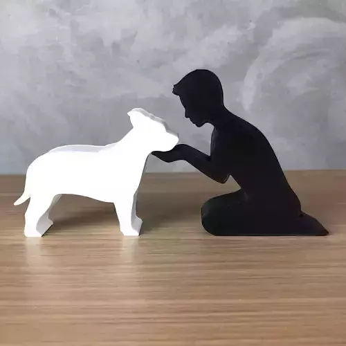 Boy and his American Staffordshire Terrier for 3D printer or cnc