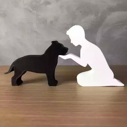Boy and his American Bully for 3D printer or laser cut
