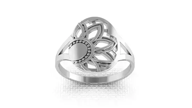 Silver ring in the form of a sun for 3D printing