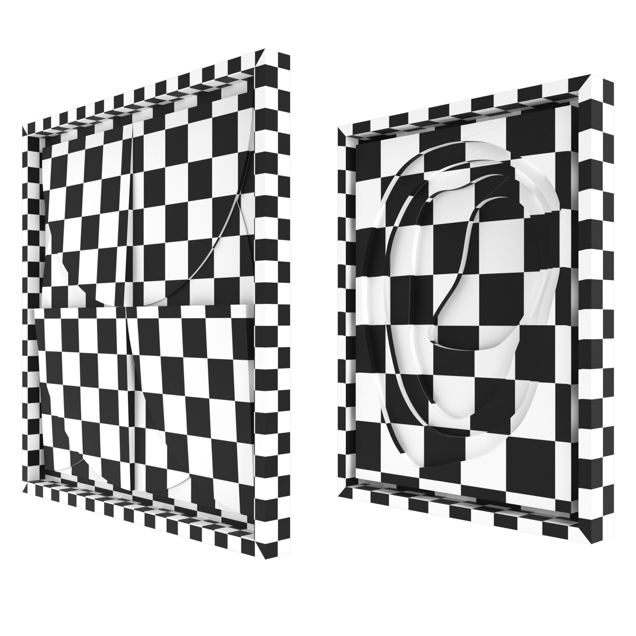 Art Panno 3d Wall Art Relief Gypsum Plaster with wooden frame 3D model_10