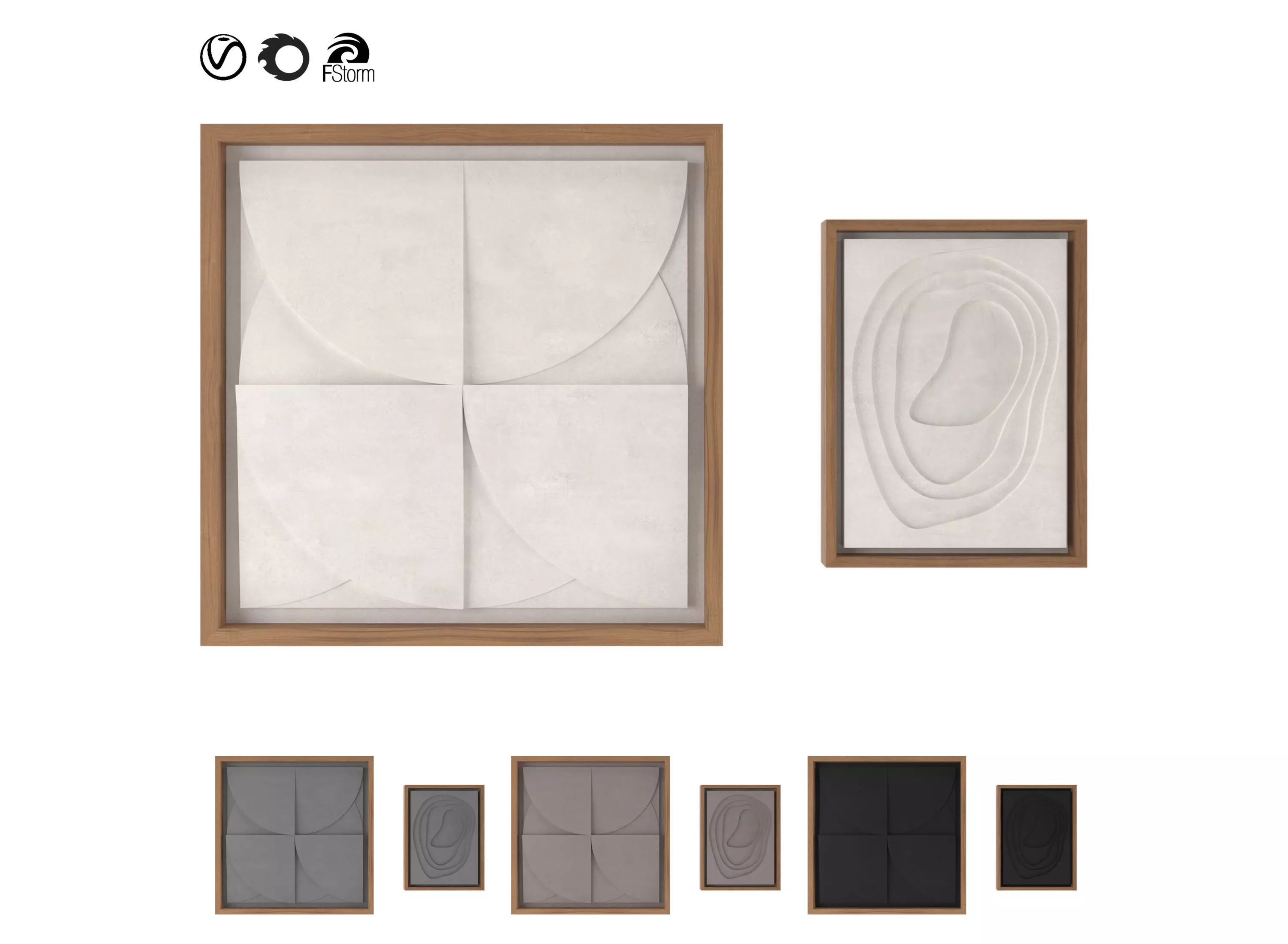 Art Panno 3d Wall Art Relief Gypsum Plaster with wooden frame 3D model_0