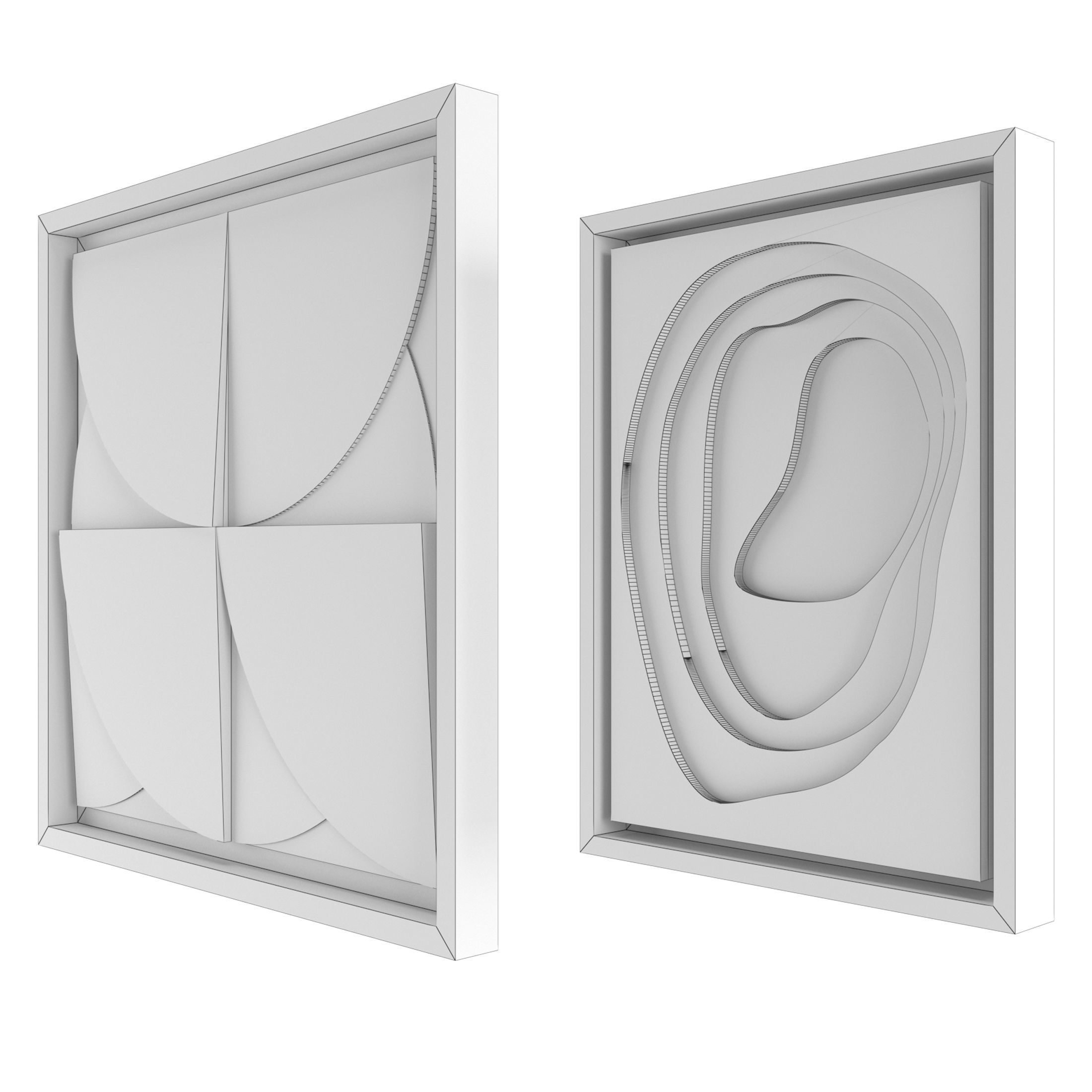 Art Panno 3d Wall Art Relief Gypsum Plaster with wooden frame 3D model_9