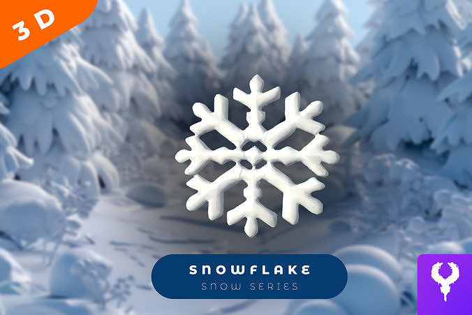 Cartoon Snowflake Low-poly 3D model