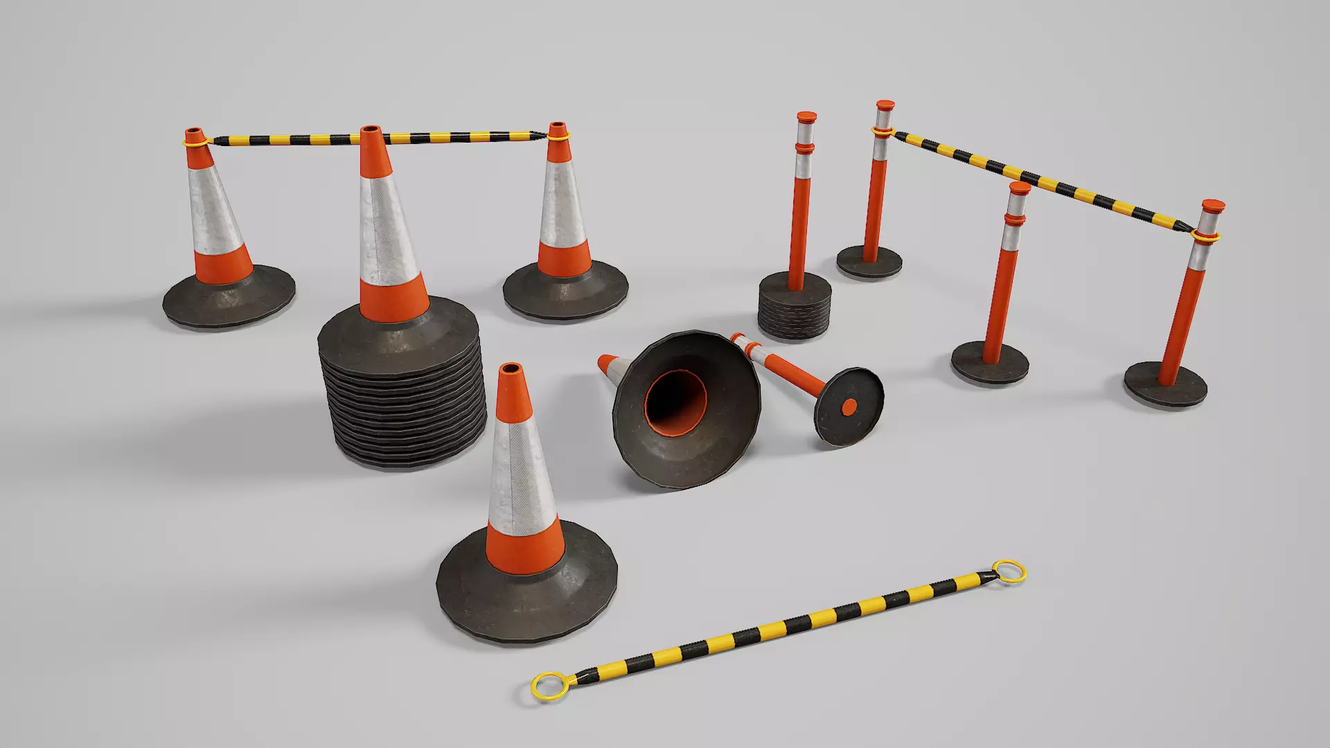 Traffic Cones Low-poly 3D model_0