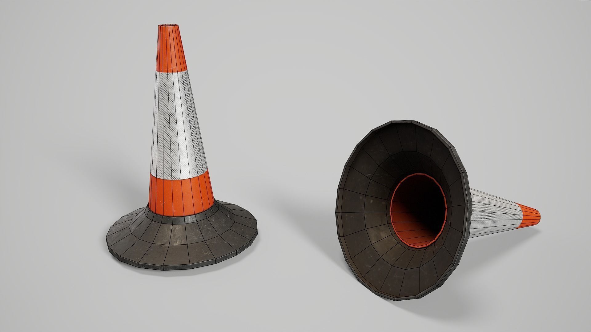 Traffic Cones Low-poly 3D model_8