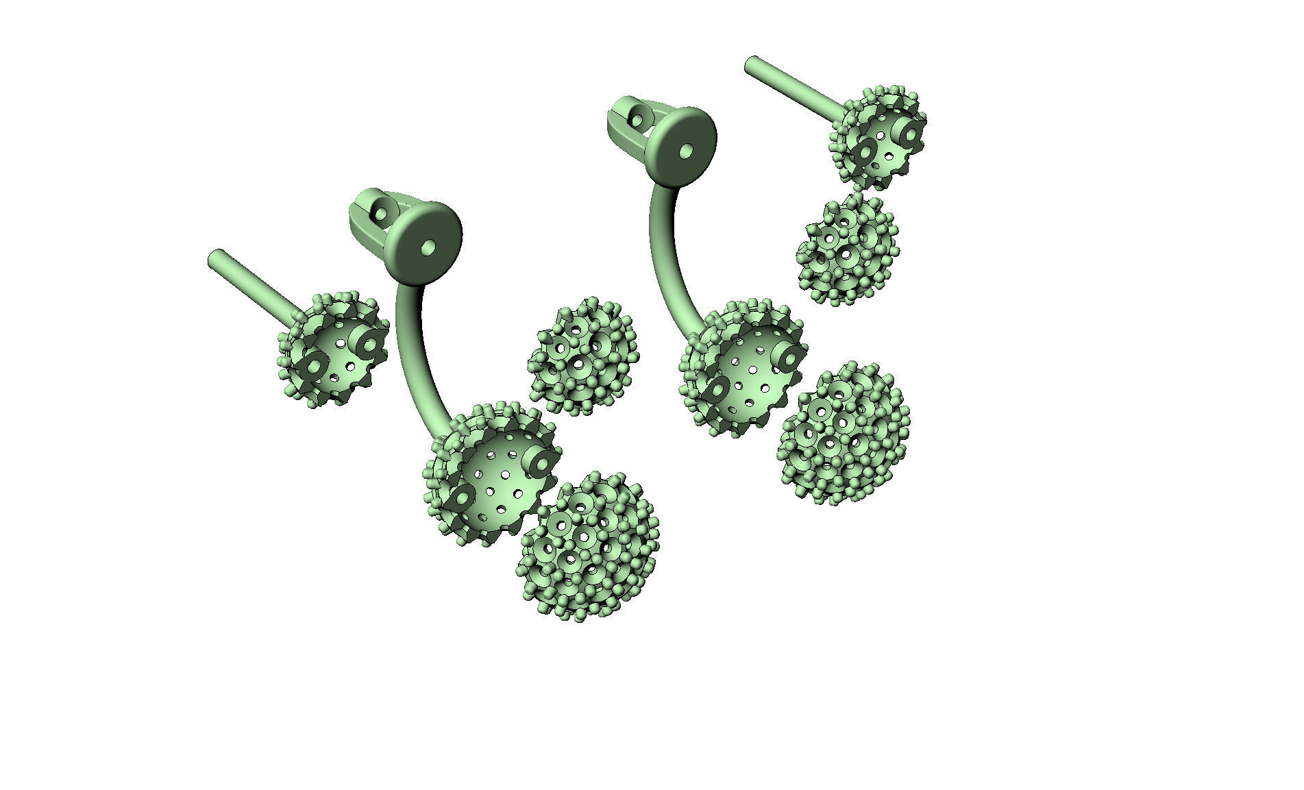 Earrings studs balls jacks 3D print model_5