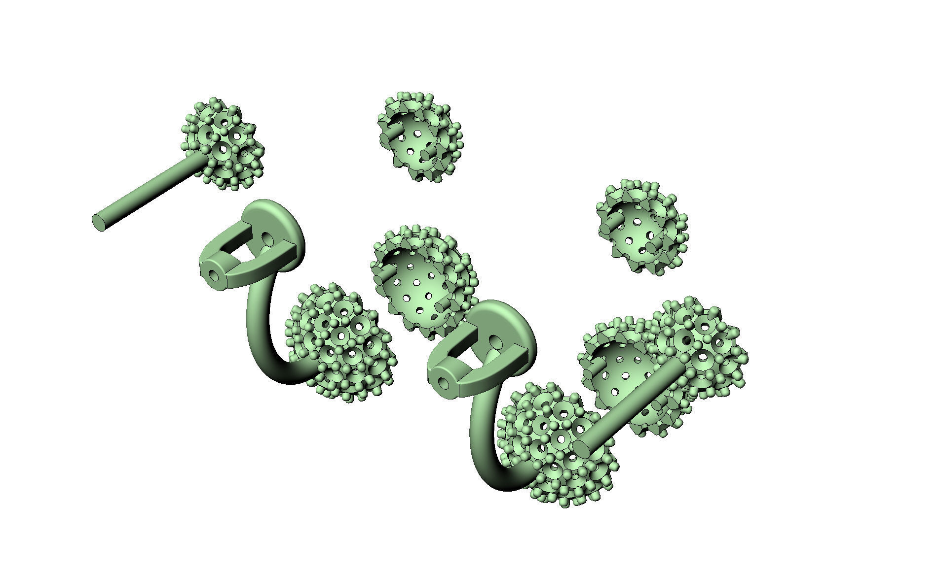 Earrings studs balls jacks 3D print model_6