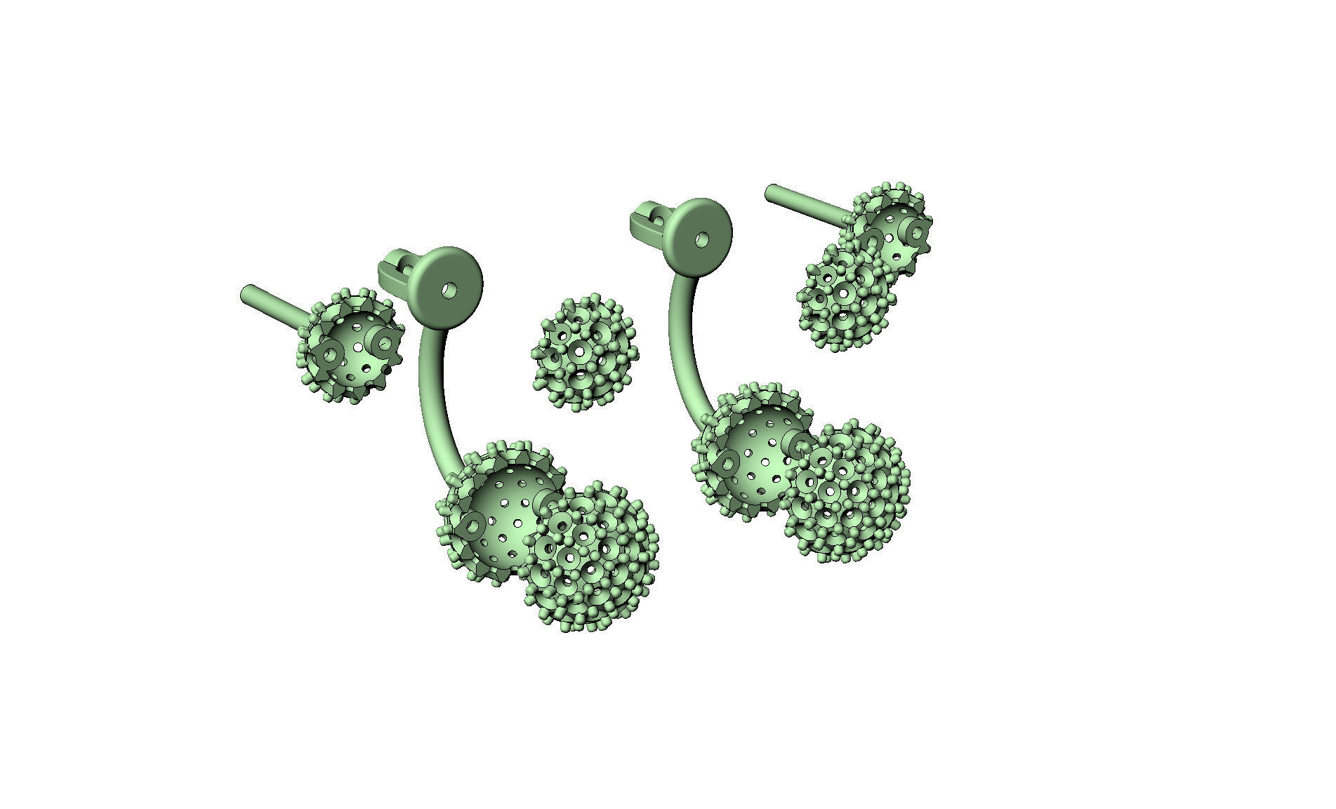 Earrings studs balls jacks 3D print model_8