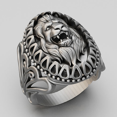 Lion ring silver gold jewelry 3d printable model 3D print model