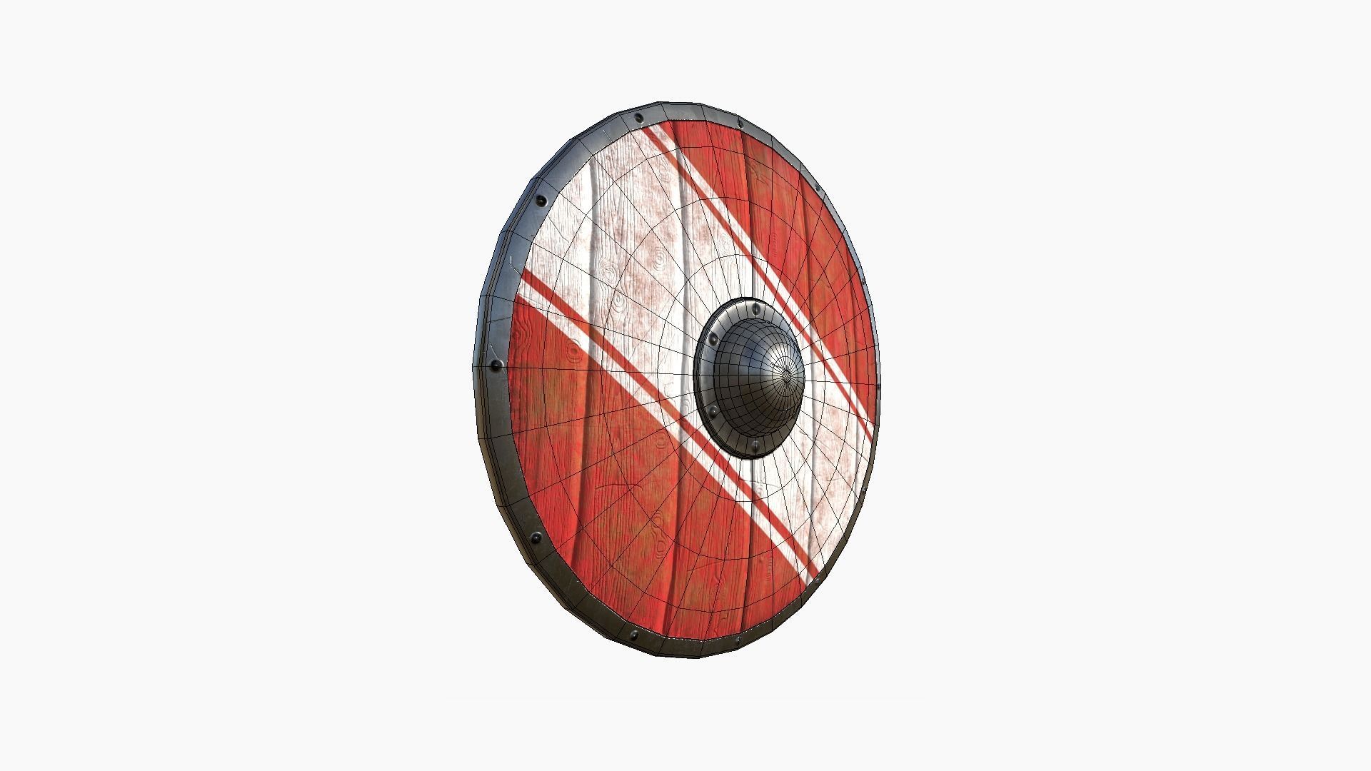 Viking Shield A25 White Stripe - Character Weapon Design Low-poly 3D model_6