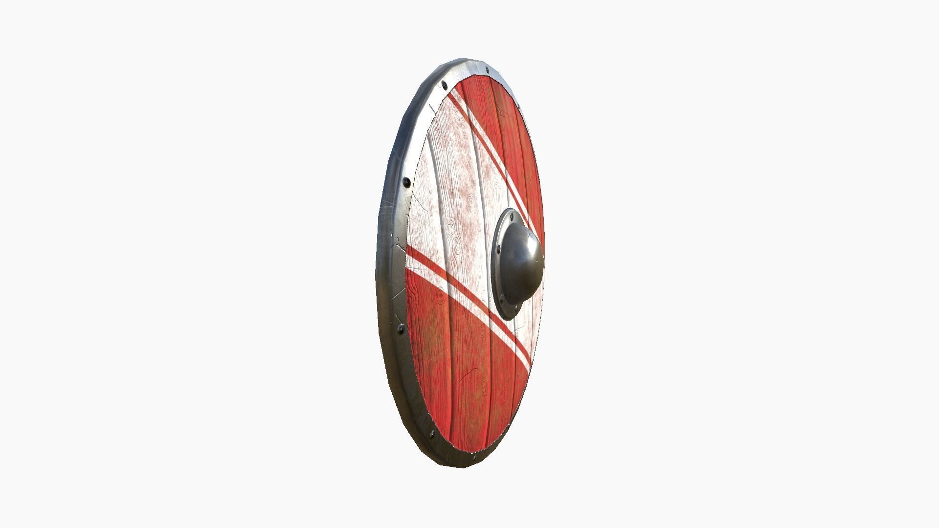 Viking Shield A25 White Stripe - Character Weapon Design Low-poly 3D model_4