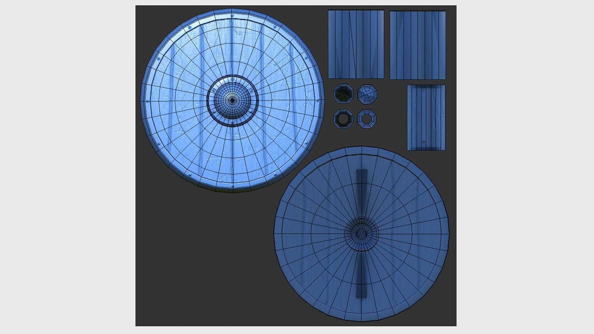 Viking Shield A25 White Stripe - Character Weapon Design Low-poly 3D model_16