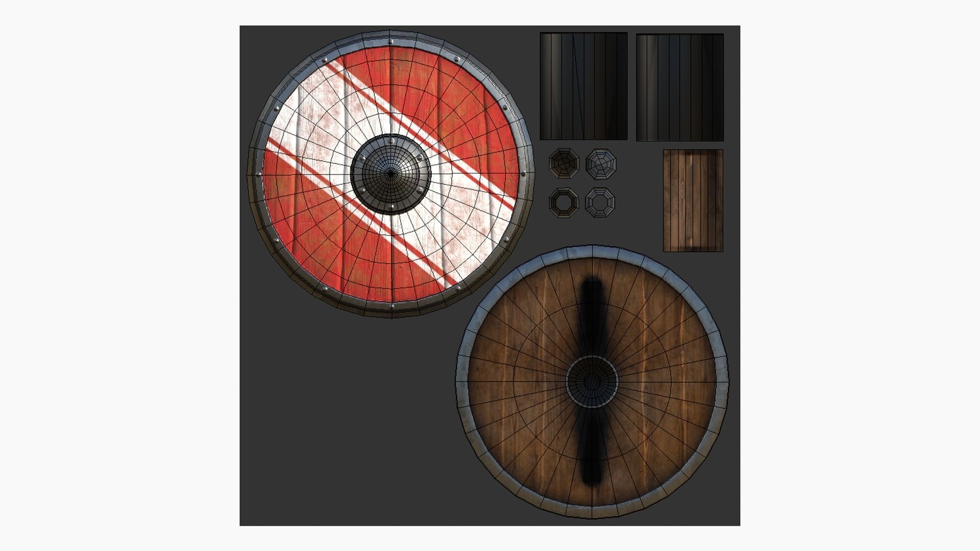 Viking Shield A25 White Stripe - Character Weapon Design Low-poly 3D model_5